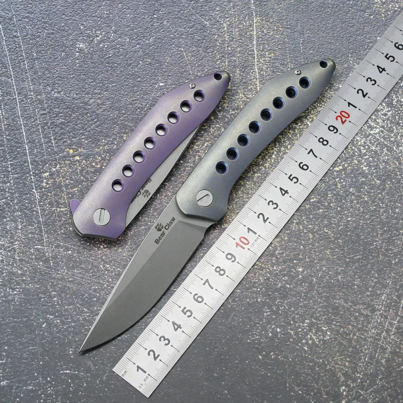 

Bear claw Camping pocket knives Hunting Flip folding knife S35VN blade TC4 Titanium Handle Outdoor Fruit knife Survival EDC tool