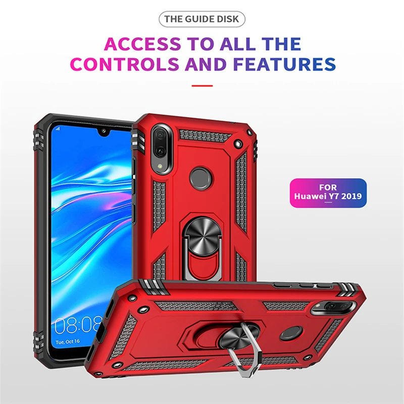 Чехол для Huawei Y7 2019 чехлы с кольцом и подставкой Huavei Y5 военные Чехлы Hawai | Мобильные