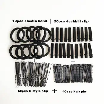 

1Set PVC Hair Clip U-Shaped Clip Slotted Clip Duckbill Clip Seamless Rubber Band Hair Clip Set Disk Set Styling Products Hot