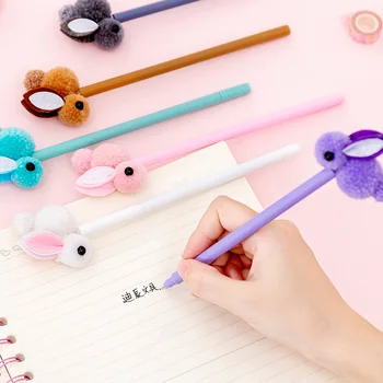 

Plush Rabbit Gel Pens Cute 0.38 mm Black Ink Signature Pen School writing Supplies Stationery Promotional gift