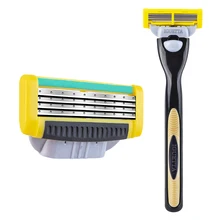 IGUTTA Men's Face Shave Four-Layer Ultra-Thin Lnduction Blade Manual Shaving Replacement Shaver Beard Shavette Razor Handle