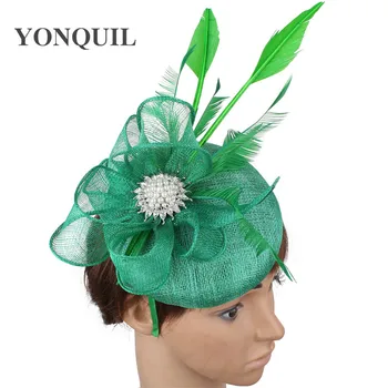 

High quality 4-layer sinamay bride hat wedding fascinators headbands for women elegant dinner headwear femal church headpiece