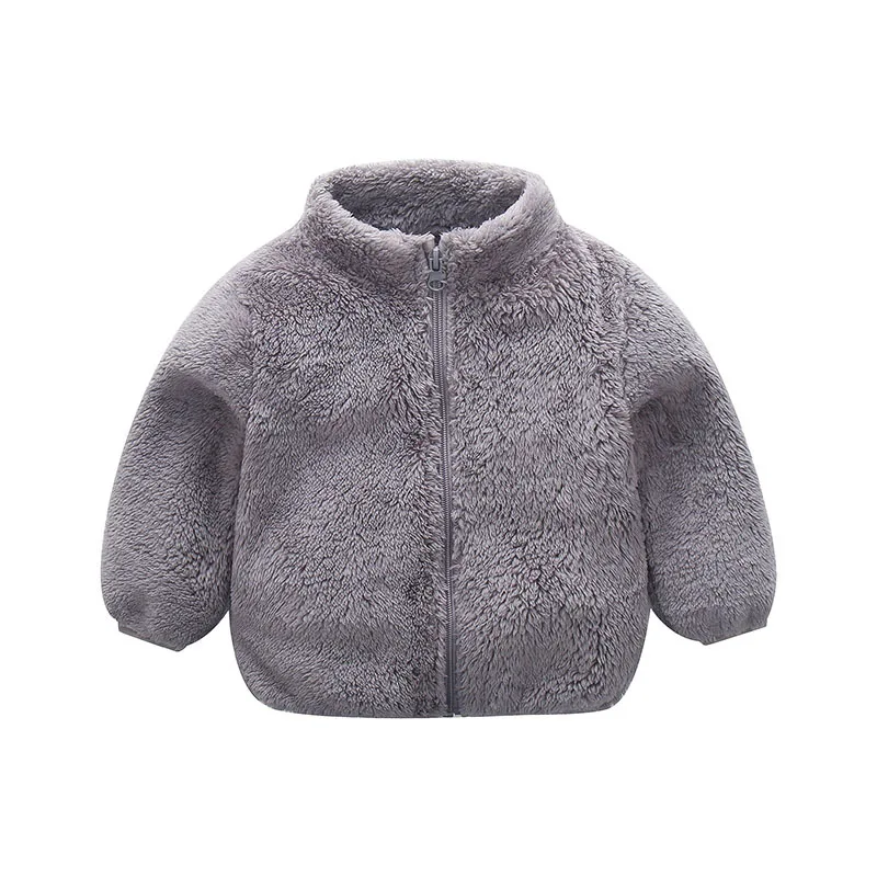 Шерстяные куртки для маленьких девочек коллекция года, новая зимняя одежда для малышей детская Рождественская одежда Детские теплые пальто с длинными рукавами верхняя одежда для малышей - Цвет: Серый