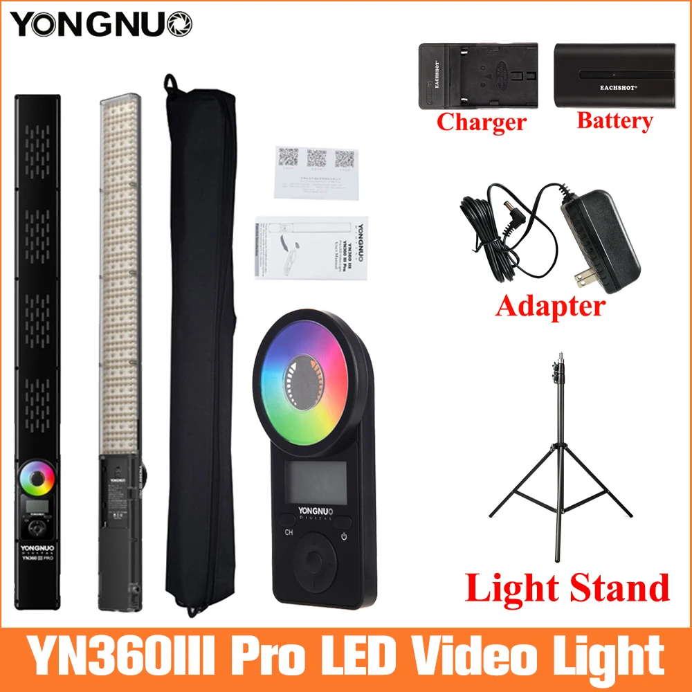 

YN360III YN360 III Pro светодиодный видео светильник 3200K-5600K RGB Фото светильник для записи видео с подставкой для светильник
