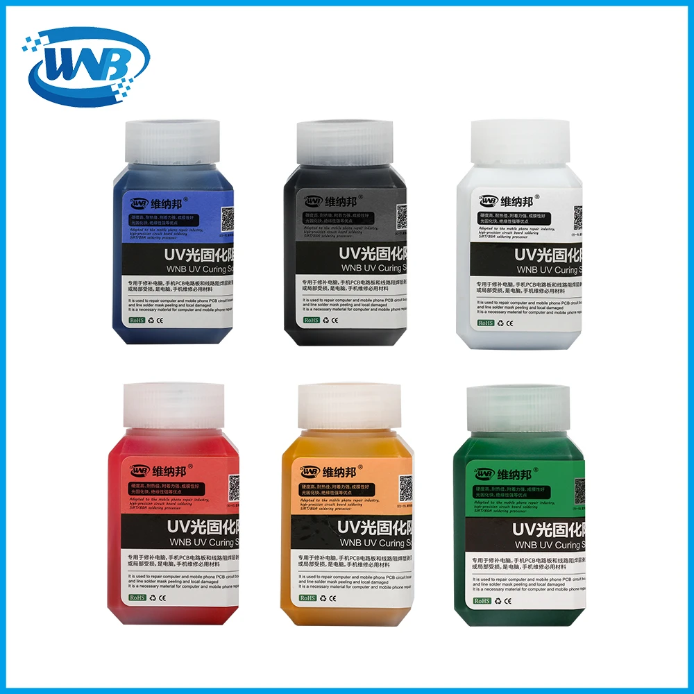 WNB 100g UV Photosensitive Solder Mask Ink Curable Soldering Prevent Corrosive Arcing PCB Circuit Board Repair Welding Paint Oil green welding uv glue curable solder mask 10cc for pcb bga circuit board protect soldering paste flux cream welding fluxes oil