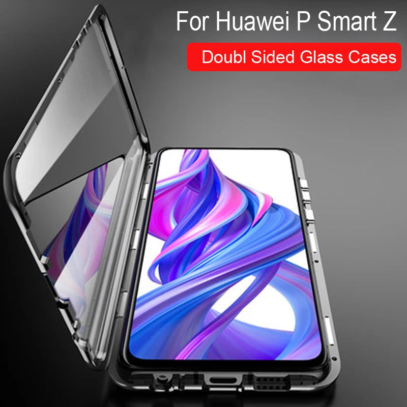 Роскошный Магнитный чехол для huawei P Smart Z металлический каркас Doubl стекло в рамке Крышка P Smart Z защитный чехол для телефона