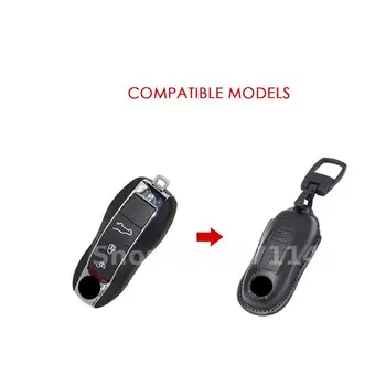 

Leather Car Key Case For Porsche Cayenne 911 996 Panamera Macan Boxster 986 987 981 3 Buttons Smart Remote Fob Protector Cover