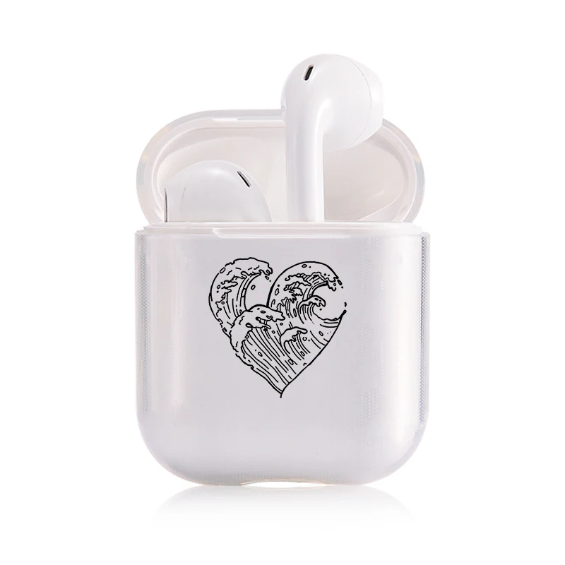 I201496 Прекрасный портативный чехол Airpods, беспроводное сердце, черная буква, зеленый круг, милый поп прозрачный защитный чехол для наушников - Цвет: I201496