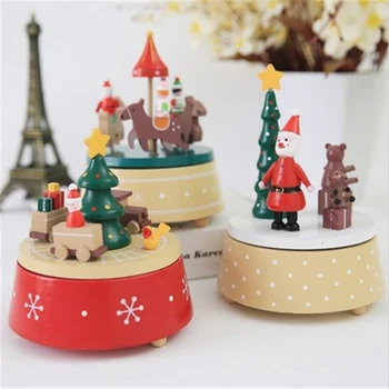 

Christmas Gift Hand-made Music Box Santa Claus Merry-go-round Train Christmas Ornament Kids Children Birthday Gifts CKG110