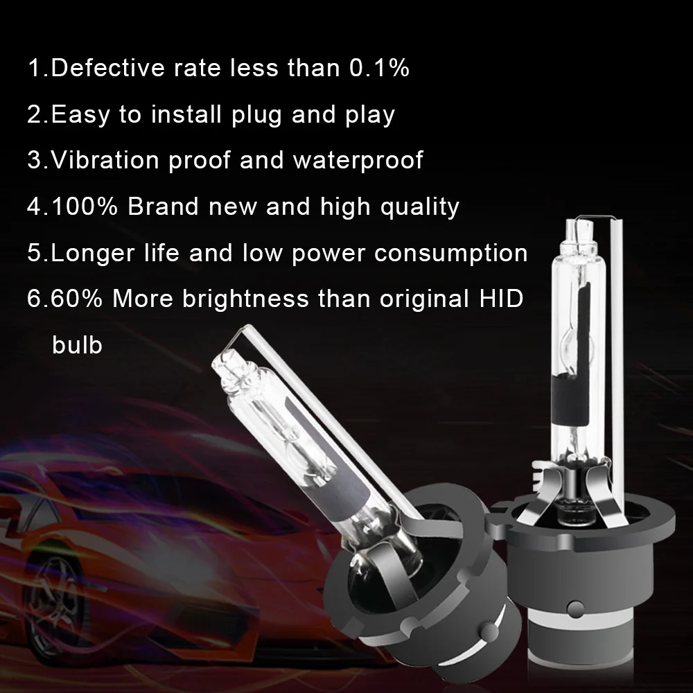 One Pair Xenon D1S D2S D3S D2R HID Bulb 35W Metal Base Xenon Lamp For Car Headlight 4300K 5000K 6000K 8000K car accessories