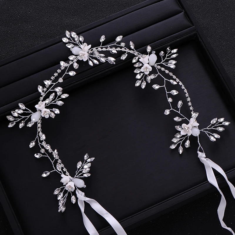 Trendy Wedding Hair Accessories Silver Flower Rhinestone Crystal Headband Bridal Tiara Princess Tiara Wedding Tiara Accessories
