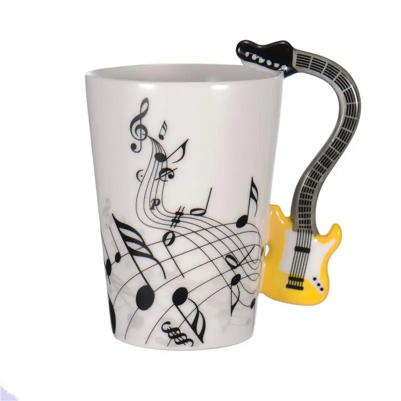 Creative Music Violin Guitar Ceramic Mug Coffee Tea Milk Stave Cups with Handle Coffee Mug Novelty Gifts for Wedding Birthday - Цвет: 30