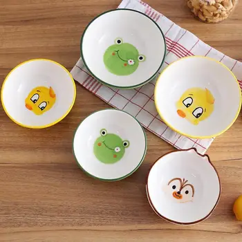 

Hand Painted Cartoon Animal Shape Ceramic Tableware Cute Children's Rice Bowl Set Creative Student Household Noodle Bowl Plate