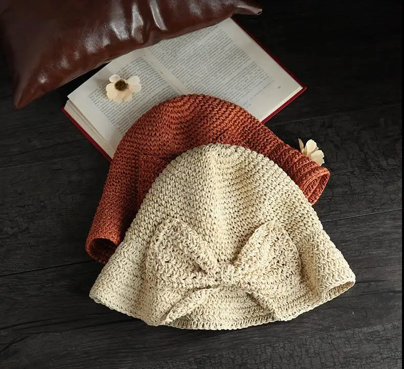 Summer Women Hat Korea Style Sun Hat Lafite Straw Brim Style Beach Fisherman's Foldable Seaside Travel Leisure Hat