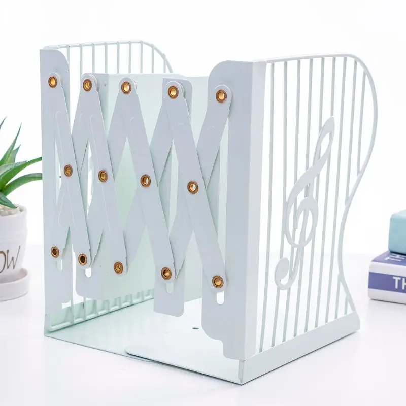 

Note Metal Retractable Bookends Support Stand Holder Shelf Bookrack Organizer