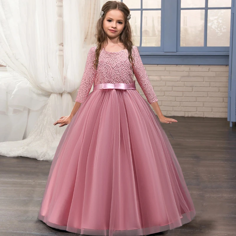 cilindro emocional suficiente Vestidos de dama de honor de manga larga para niñas, ropa de princesa  elegante, vestido de fiesta de boda para niñas de 14 a 12 años, 2023| | -  AliExpress