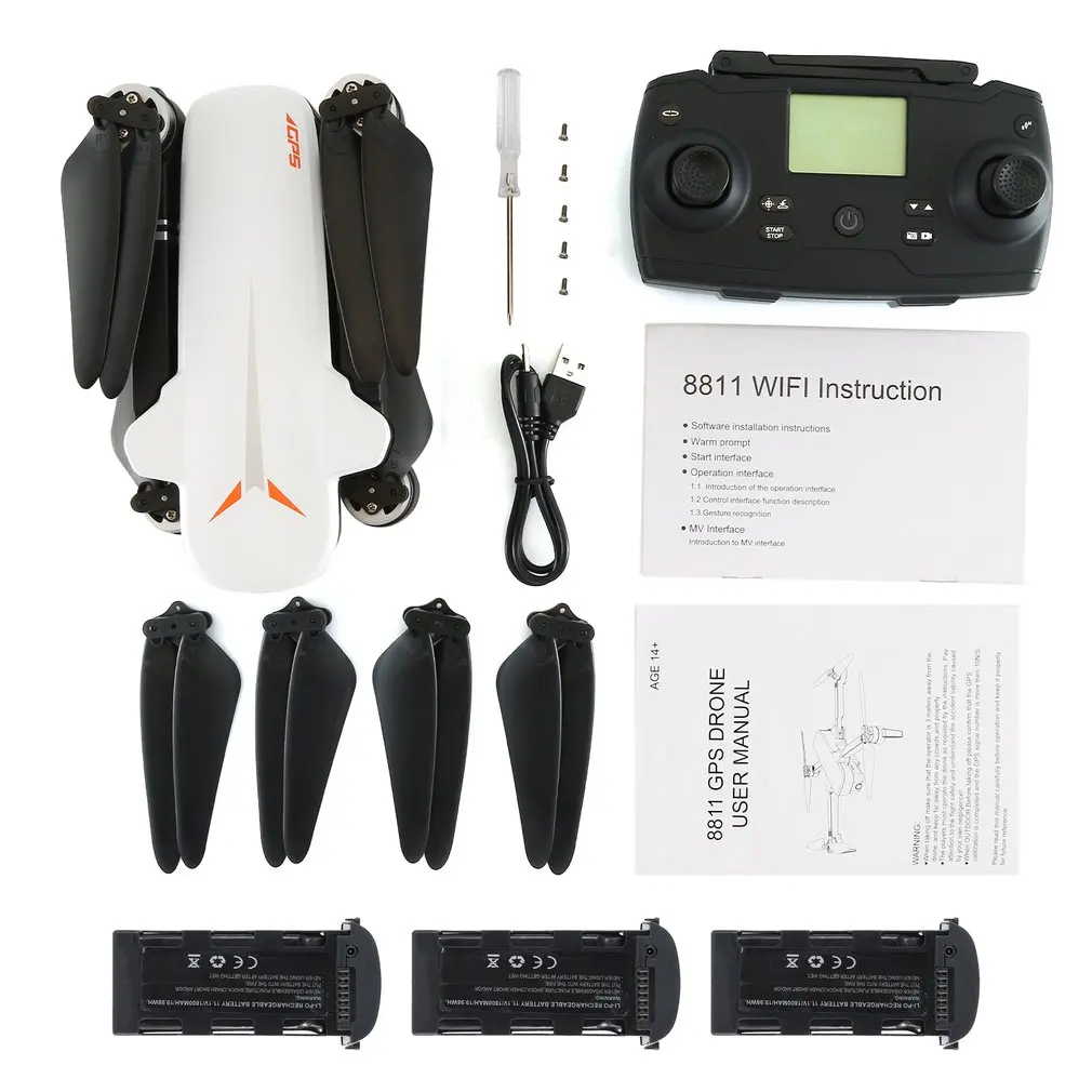3 Battery Gps складной Радиоуправляемый Дрон вертолет с оптическим потоком двойной режим 4K HD Двойная камера с Wi-Fi подключение 23 мин VS F11 B4W SG906 - Цвет: 3 Battery