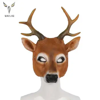 

Waylike Halloween Animal Deer Head Mask Pu Leather Mask Halloween Mask Carnival Party Mask Cospaly Realistic Mask