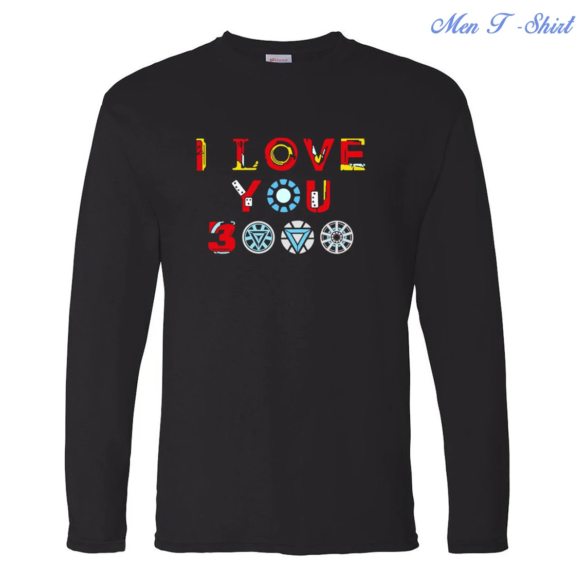 I Love You 3000, футболка с длинным рукавом для мужчин, осень, Мстители, Тони Старк, железный человек, футболка, бренд Harajuku, топы, футболки для фанатов - Цвет: Black