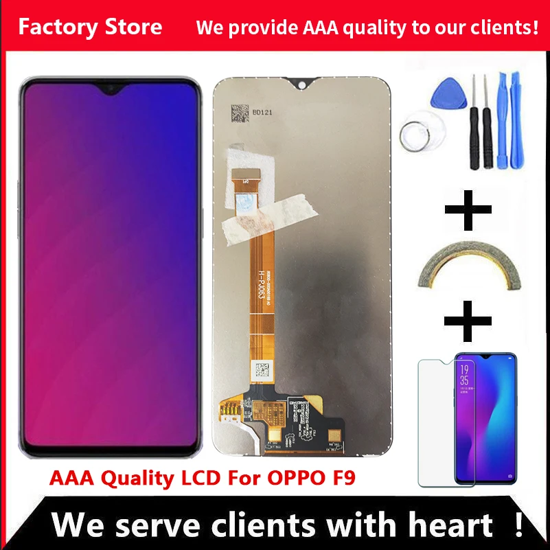 6 3 &quotAAA Качество LCD для OPPO F9 с рамкой дисплей экран 2340*1080 Разрешение FHD + | Мобильные