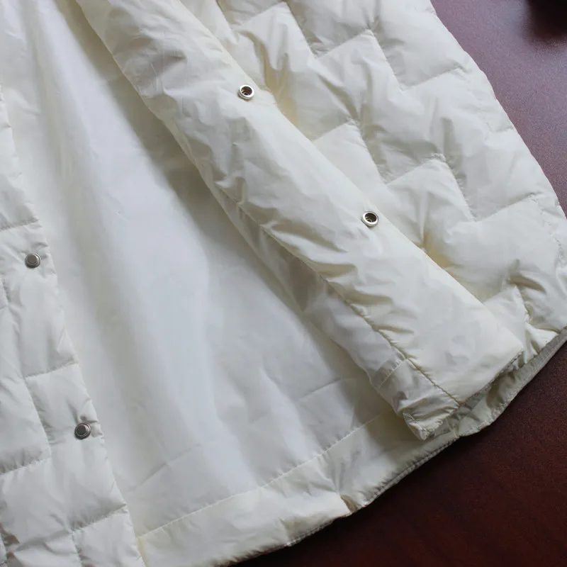 Sanishroly новая осенне-зимняя женская белая пуховая куртка ультра легкое пуховое пальто парка женская тонкая длинная куртка средней длины плюс размер S721