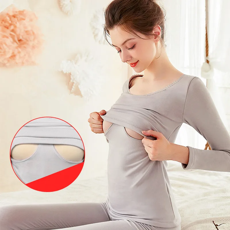 Maternity Pajamas Winter Nursing Nightwear Maternity Sleepwear Mothers Breast Feeding Nightdress Pregnancy Maternity Night Dress