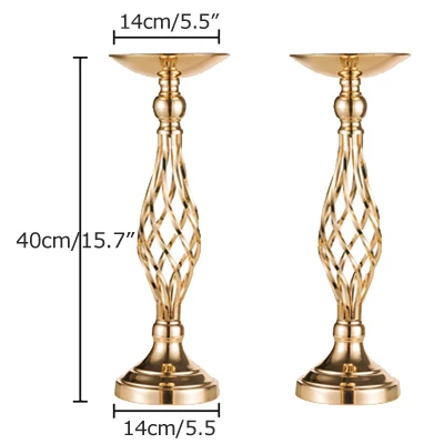 ERMAKOVA металлическая Цветочная композиция стойка для вазы подсвечник кронштейн канделябр главное украшение Свадебная вечеринка ужин отель украшения - Цвет: 2 x 40cm Gold