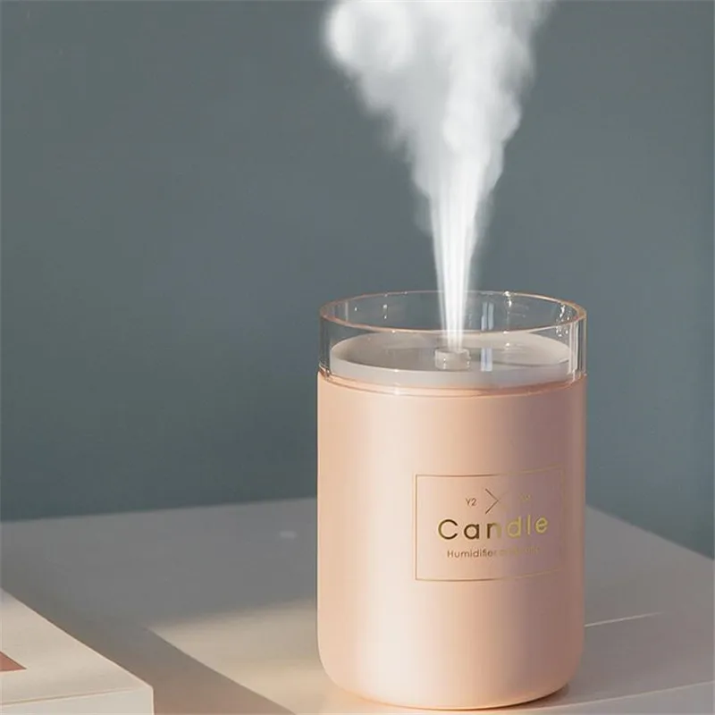 280ML USB Candle Ultrasonic Air Humidifier Essential Oil Diffuser Car Purifier Aroma Mist Maker Romantic Soft Light 40#126