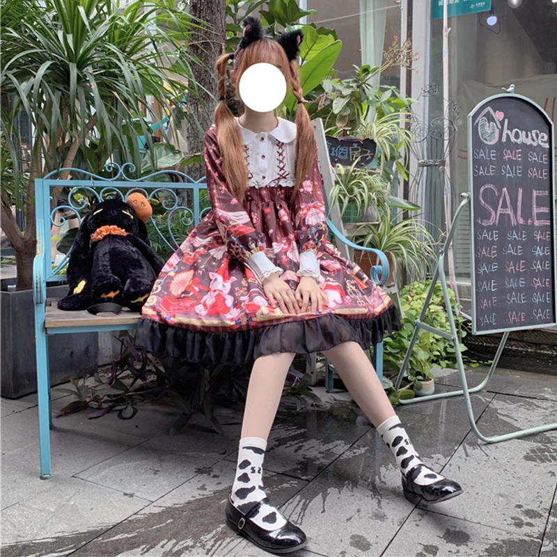 

Kawaii Original Lolita dress Japanese soft sister magic bubble machine doll collar op long sleeve dress