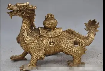 

zhmui880070249<<<10.7"China fengshui Copper Bronze Zodiac run dragon beast wealth lucky statue