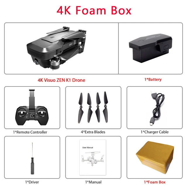 Visuo ZEN K1 gps Радиоуправляемый Дрон с 4K широкоугольная HD Двойная камера 5G Wifi FPV Бесщеточный двигатель Flight 28mins Dron VS F11 - Цвет: 4K foam box