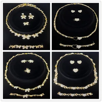 

UPS fast ship 12 sets/lots For Wedding Jewelry Sets Womens Earring Necklaces 14K Gold Plated Jewelries Set Charm Braclets