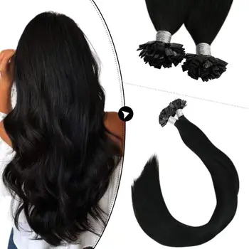 

[New] Ugeat Human Hair Extensions Flat Tip Hair Black Color #1 Machine Remy Human Hair Extensions Hot Fusion Tip Hair 1g/strand