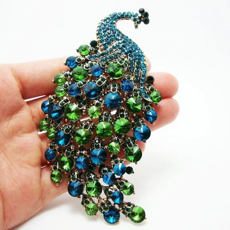 Rhinestones Peacock Brooches for Women\\\'s Luxury Clothing Accessories Elegant Banquet Wedding Jewelry Female Pin