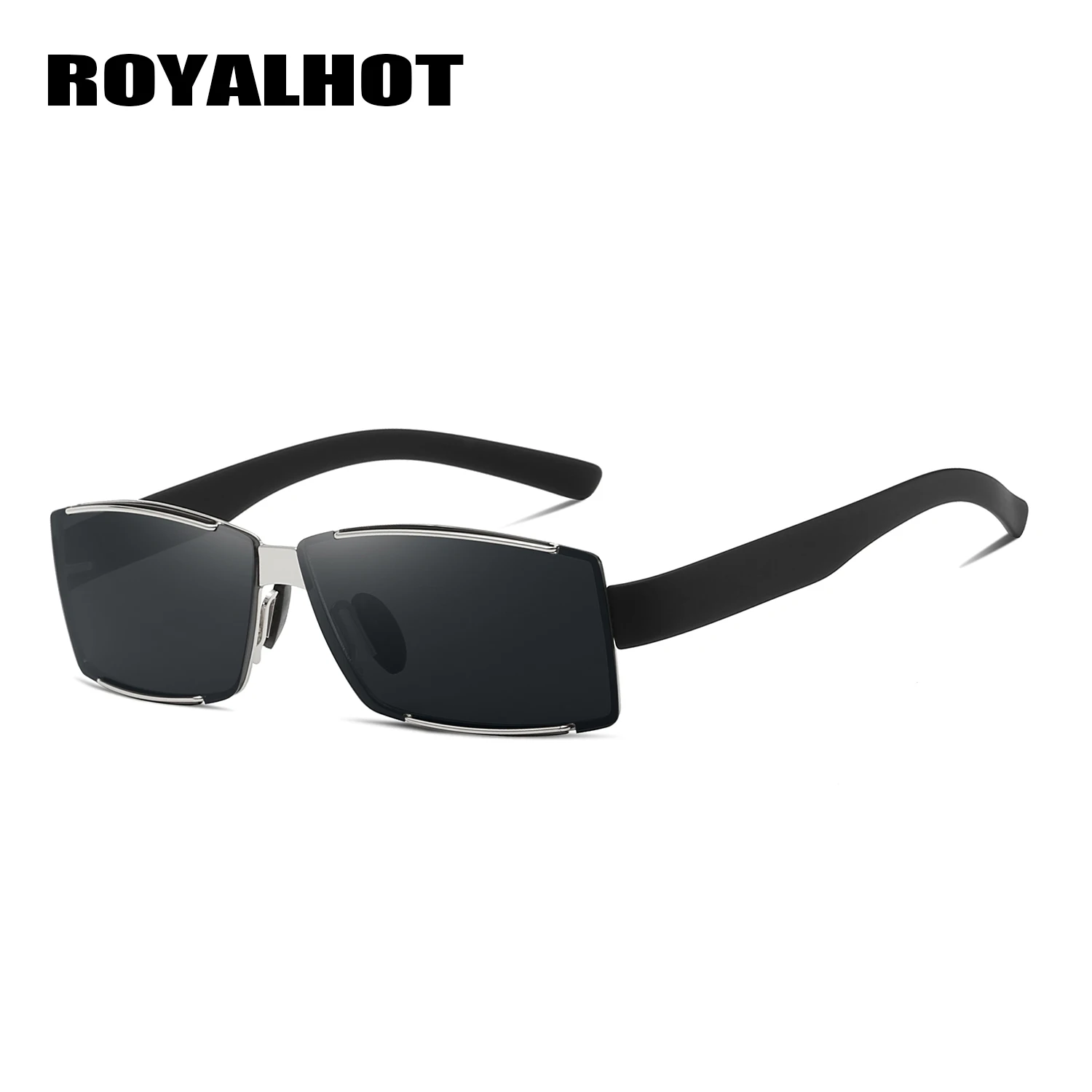RoyalHot, мужские, женские, поляризационные, сплав, Прямоугольная оправа, солнцезащитные очки, для вождения, солнцезащитные очки, оттенки, Oculos masculino, мужские, 900148 - Цвет линз: Silver