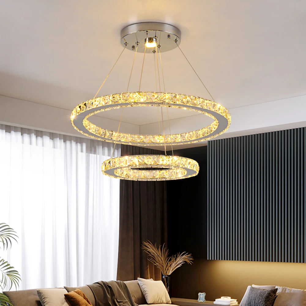 Modern Chandeliers - Modern Crystal 3 Rings Chandeliers