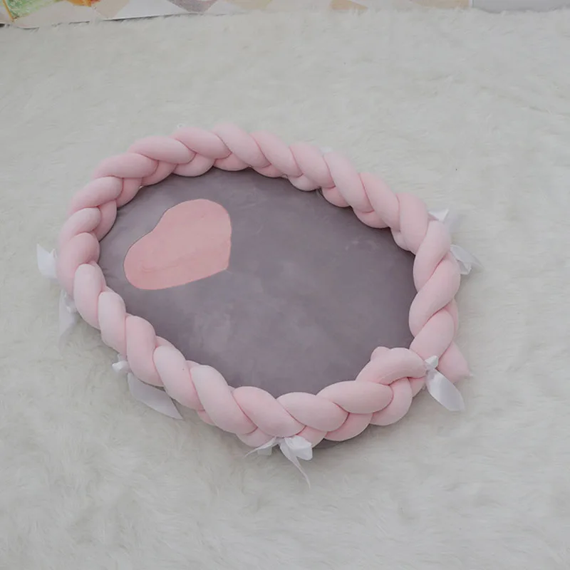 pink Портативное детское гнездо, хлопковая бионическая кровать, моющаяся тканевая детская кровать для путешествий, кроватки с бампером, матрас для новорожденных - Цвет: pink