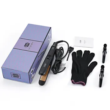 

Ceramic Heating Plate LED Display PTC Heater Swivel Cord Auto Shut-off Hair Straightener With Front Hand Grip