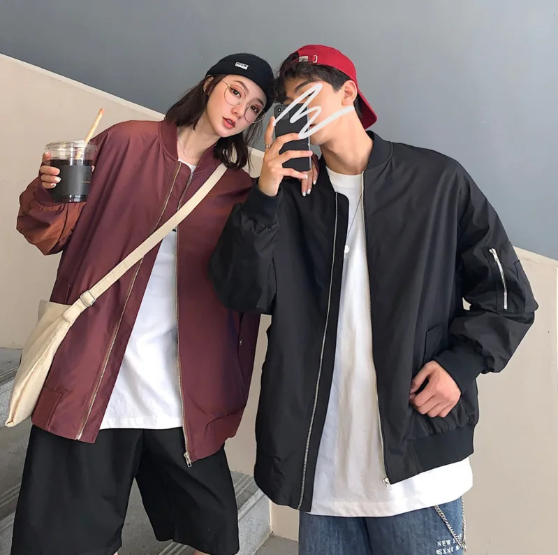 

2020 Spring And Autumn New Youth Popular Gradient Reflective Solid Color Couple Loose Jacket Fashion Casual Top Blue/red