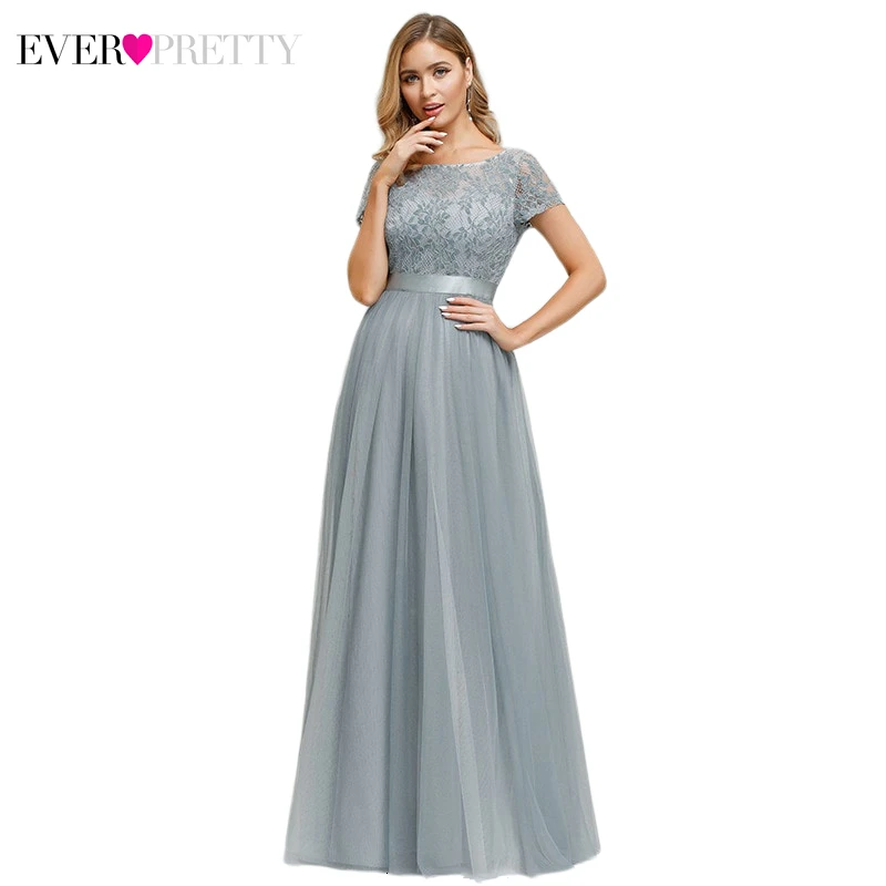 Серые кружевные вечерние платья Ever Pretty EP00874GY A-Line с круглым вырезом элегантные женские вечерние платья Длинные Вечерние Платья Vestidos Largos