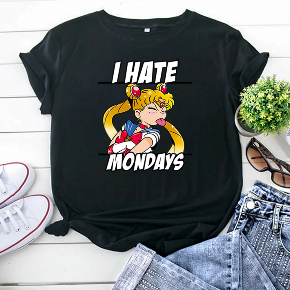 Funny Sailor Moon Personality Letters Print Tshirt For Women Goth Korean Style Women'S Shirts Harajuku Fashion Woman T-Shirts