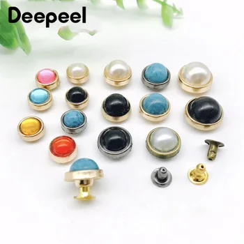 

Meetee 50/100pcs 8/10/12mm Metal Pearl Rivet Buckles Colorful Beaded Nail Button Rivet DIY Bags Decor Buckles Part Accessories