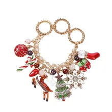 Женский браслет с подвеской в виде снежинки, капельная глазурь, браслет с рождественской елкой, Санта Клаусом, Кристальные украшения, Рождественский подарок