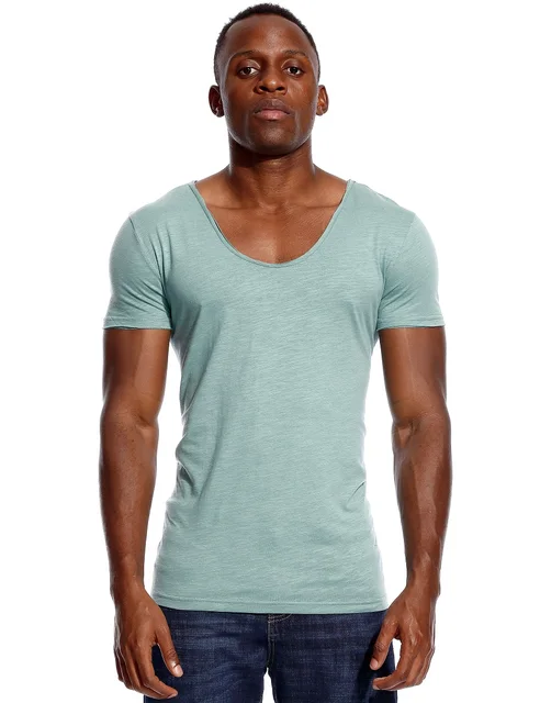 Scoop Deep V Neck T Shirt For Men Low 
