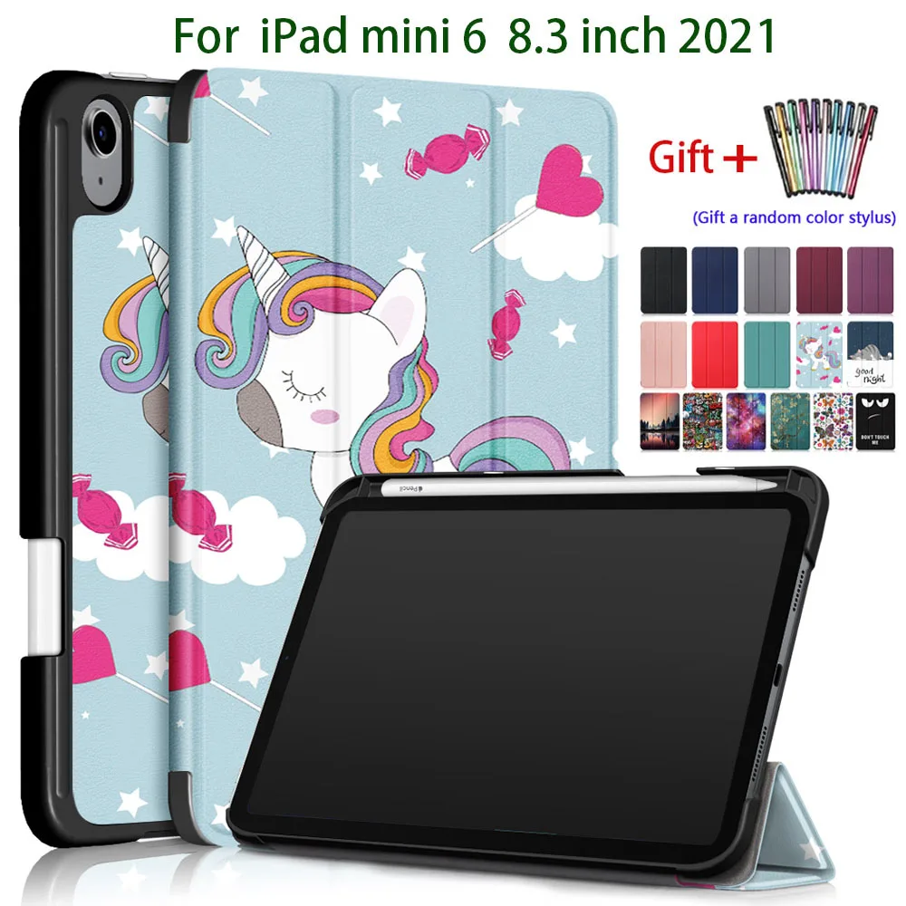 Новый чехол для iPad 2021 mini 6 (8 3 дюйма) A2568 A2569 умный ультратонкий тройной кронштейн со