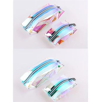 

Creative TPU Transparent Laser Cosmetic Bag For Girls Large Capacity Portable Folding Zipper Waterproof Washing Bag Storage Bag