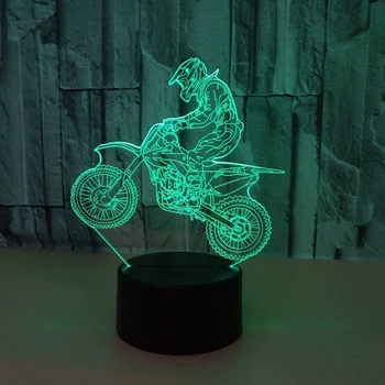 

7 Color 3D LED Night Light Motocross Bike Kids Boy Children Colorful Atmosphere Lamp Press Control New Year Gift