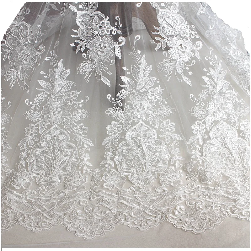 

High-Grade European Embroidery Lace Bride Wedding Diy Net Yarn Fabric Women's Clothing Curtains Decorative Cloth White