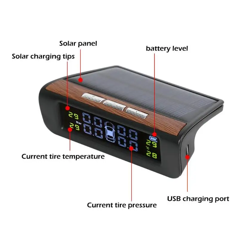 VODOOL AN 06 умная Автомобильная TPMS система контроля давления в шинах Солнечная