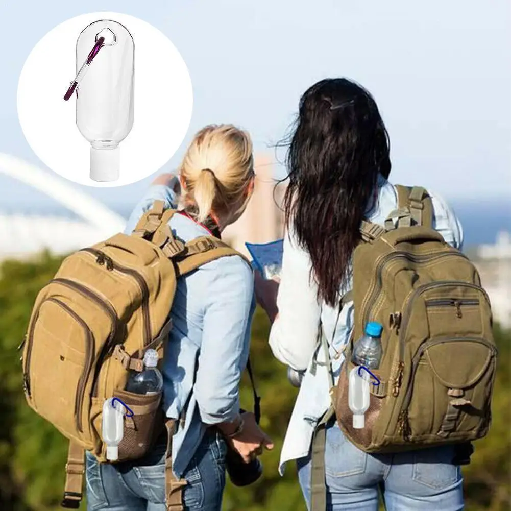 

1pcs 50ml Travel Bottles Empty Refillable Plastic Bottle Carabiner Perfume Key Bottle Hook Shower Ring shampoo Small Gel Bo K4S8